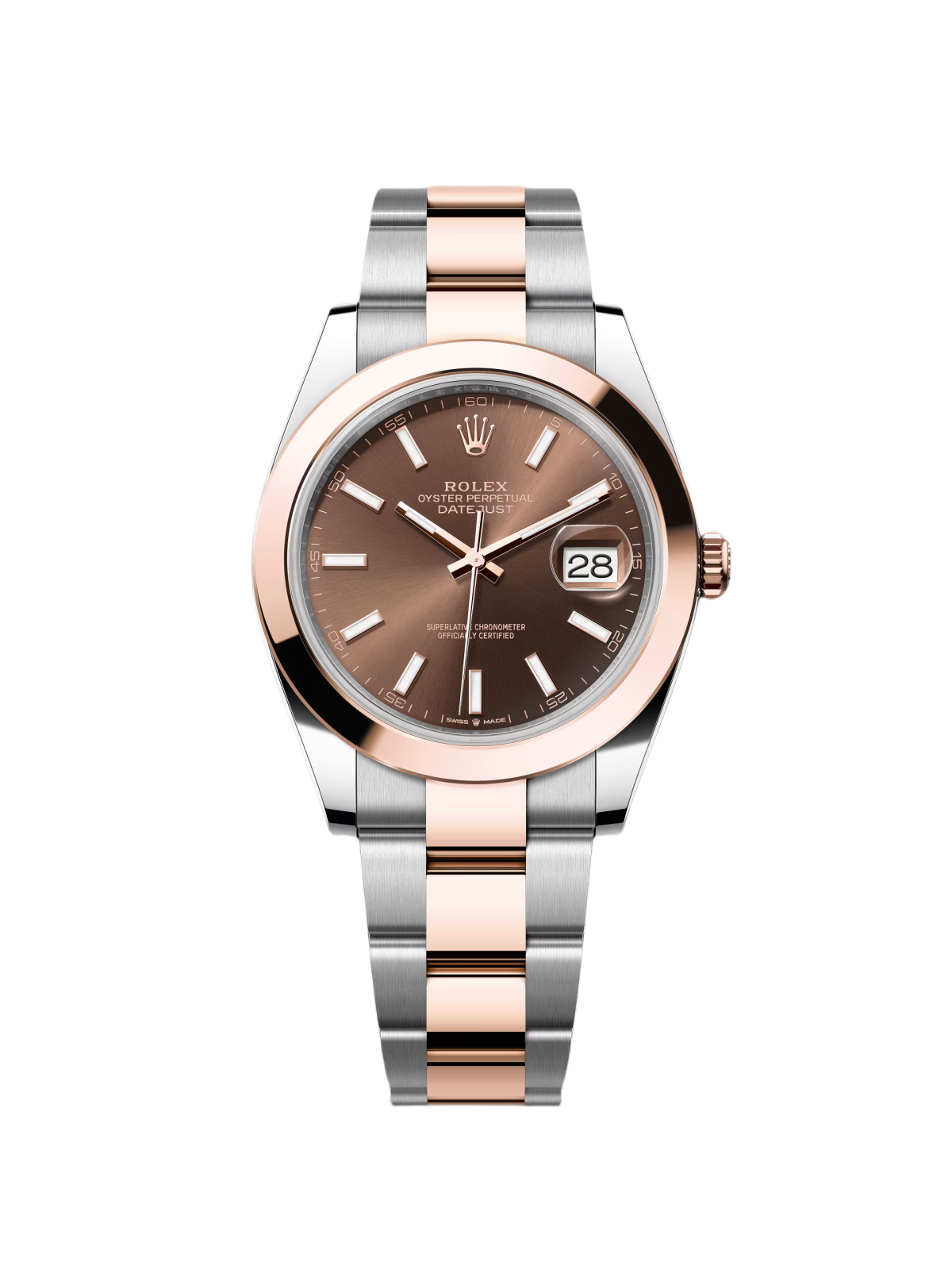 【Super Clone】RLX Datejust 41mm 126301 Chocolate Index Oyster Steel and Everose Gold Watch