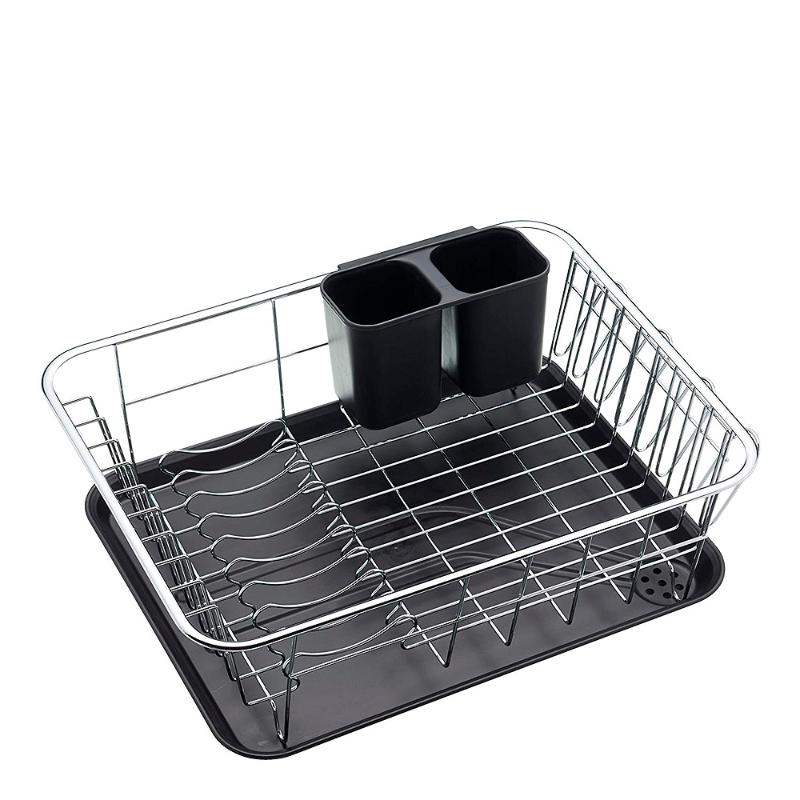 Oppvaskstativ 42x30,5x15 cm rustfritt/svart
