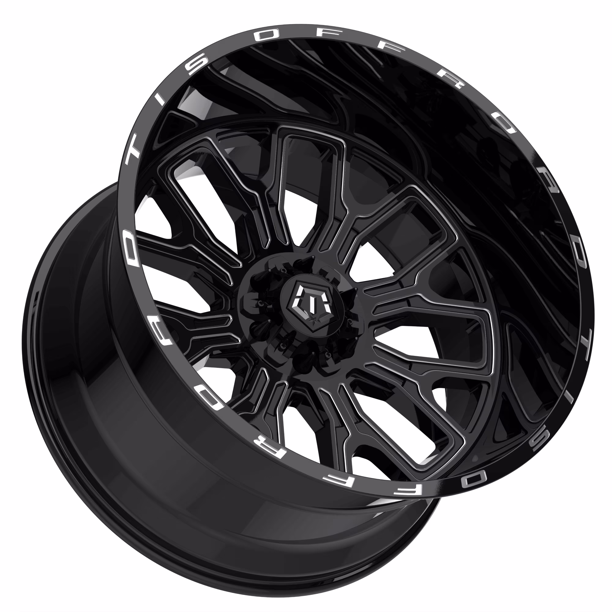 1 26x14 6X135 / 6X5.50 -76 560BM Gloss Black W/Milled Accents Lip Logo Wheel Rim