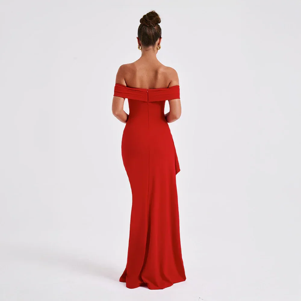 Robe Maxi Fendue Épaules Dénudées