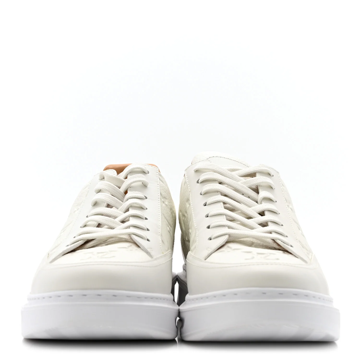 Grained Calfskin Embossed Monogram Mens Beverly Hills Sneakers 8.5 White