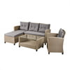 5 Piece Patio Furniture Sets, Outdoor Conversation Sets with Glass Coffee Table, Wicker Rattan Sectional Sofa Couch with Storage Bench, Ottomans Cushions for Garden, Pool, Backyard, Gray(4 Piece Gray) Image 6