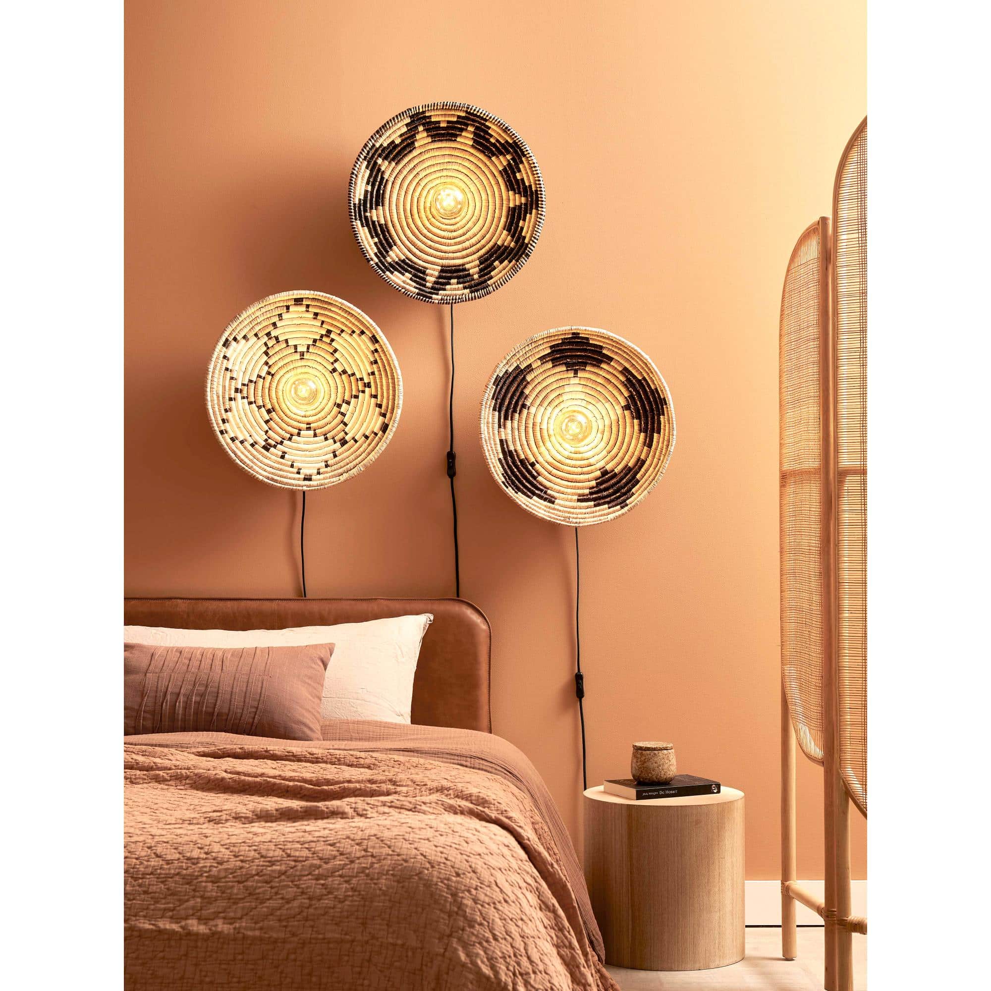 GOOD&MOJO Wandlamp Andros - Naturel Zwart - Ø45cm