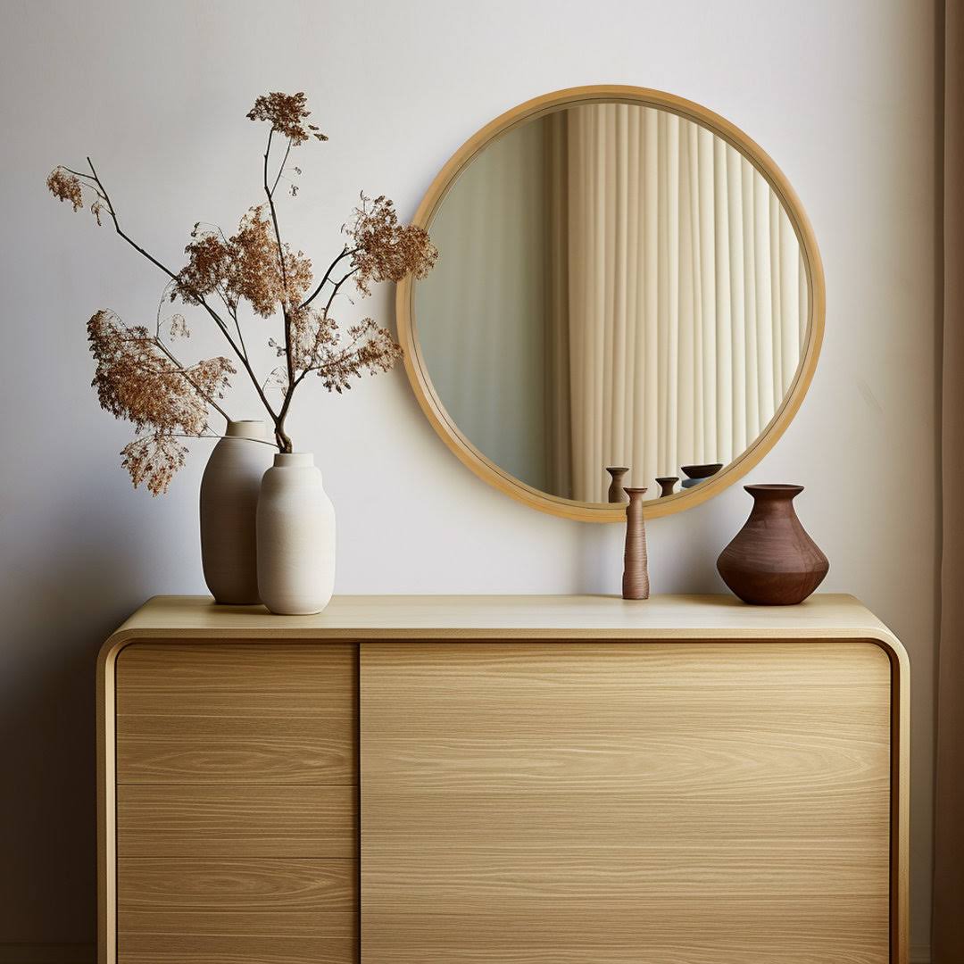 Karrina Accent Mirror Ebern Designs Finish: Wood, Size: 28