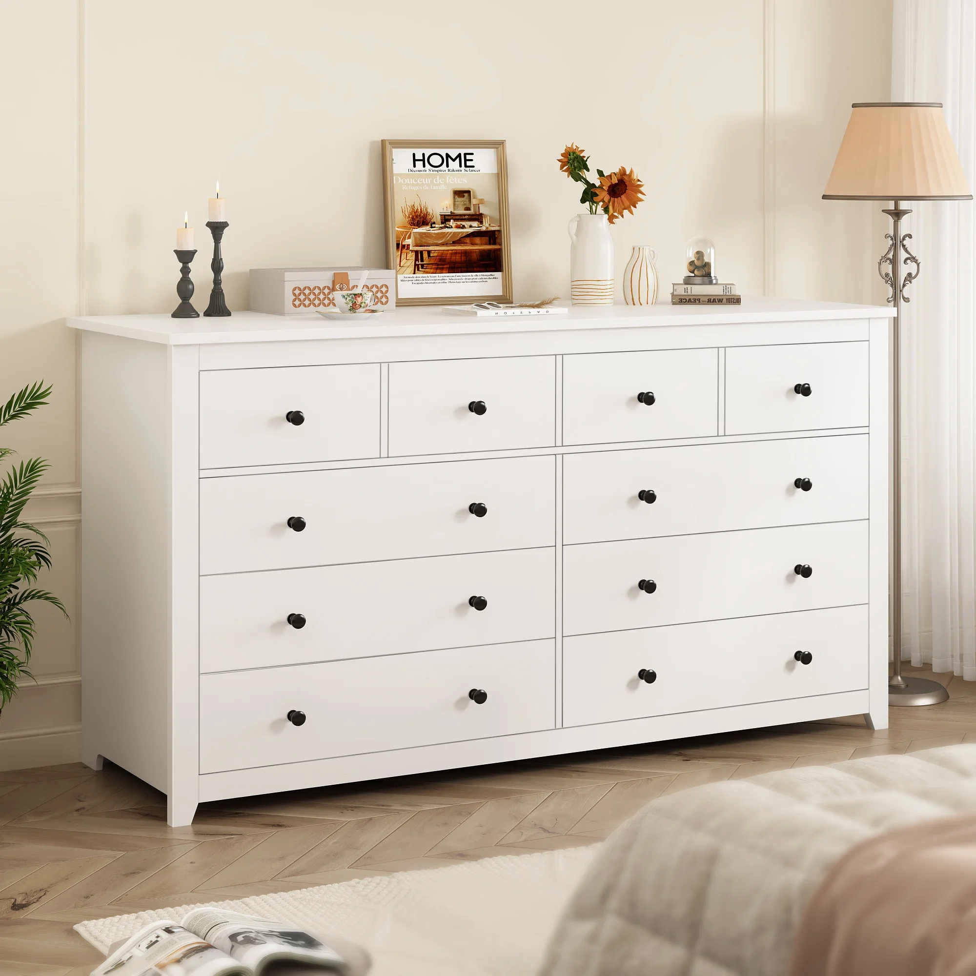 White Dresser for Bedroom with 10 Drawers Modern Wood Dressers Chests of Drawers Wide Dresser for Adults(10 Drawer,White) - Image 7