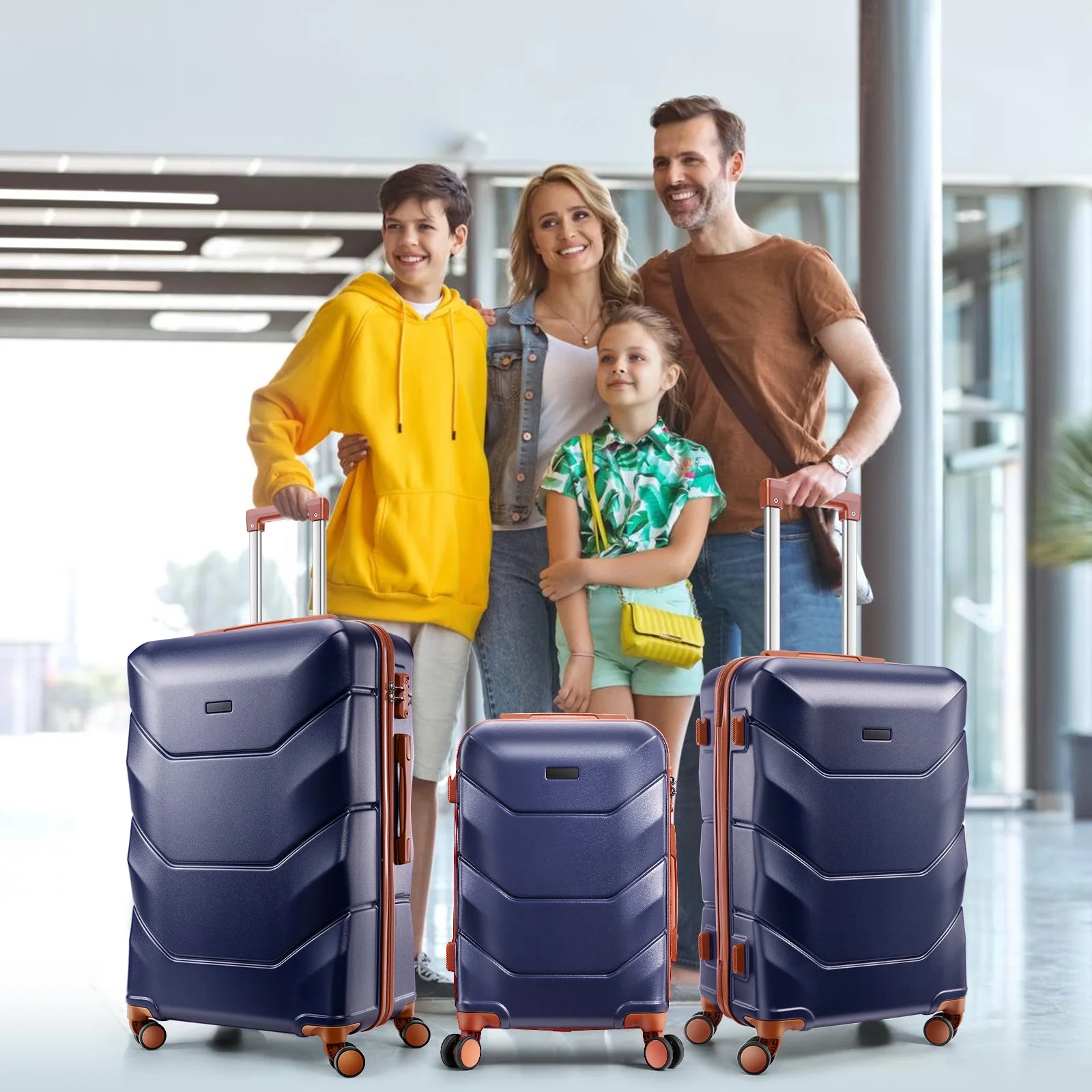 3 Piece Luggage Sets with Wheels, Hardshell 3 Pc Suitcases with TSA Lock Hardside Lightweight 3-Piece Hardshell Luggage Sets for Travel 20in 24in 28in, Blue - Image 8