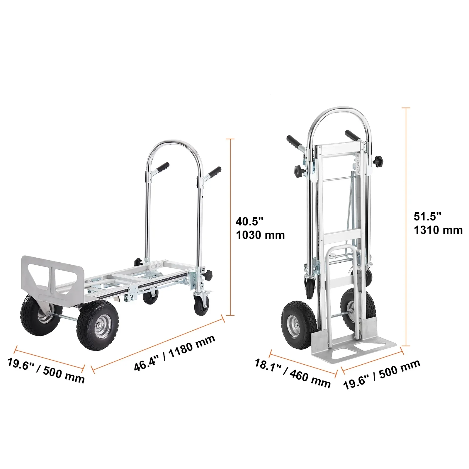 BENTISM Aluminum Hand Truck 4 in 1 Folding Dolly Cart 1000 lbs Capacity Heavy Duty