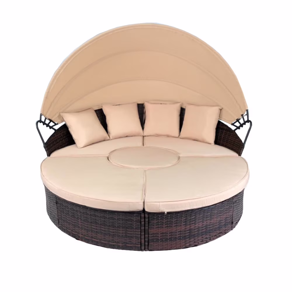 Garden Winds Custom Fit Replacement Canopy Top Cover Compatible with the Suncrown F08ln944, 645789653704, Newych Round Daybed - Upgraded Performance RIPLOCK 350 Fabric