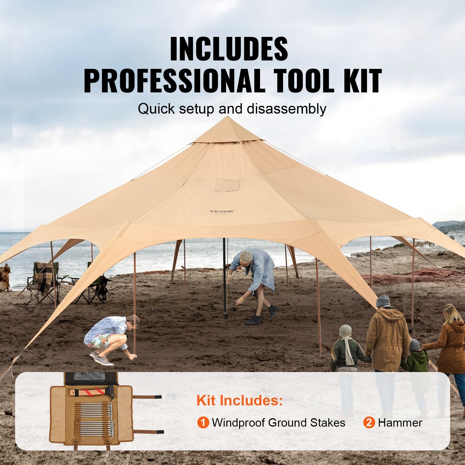 Heavy-Duty 16.4ft Canvas Bell Tent 4 Season Camping Tent with Stove Jack, Spacious for 8, Outdoor Party Hunting - Image 5