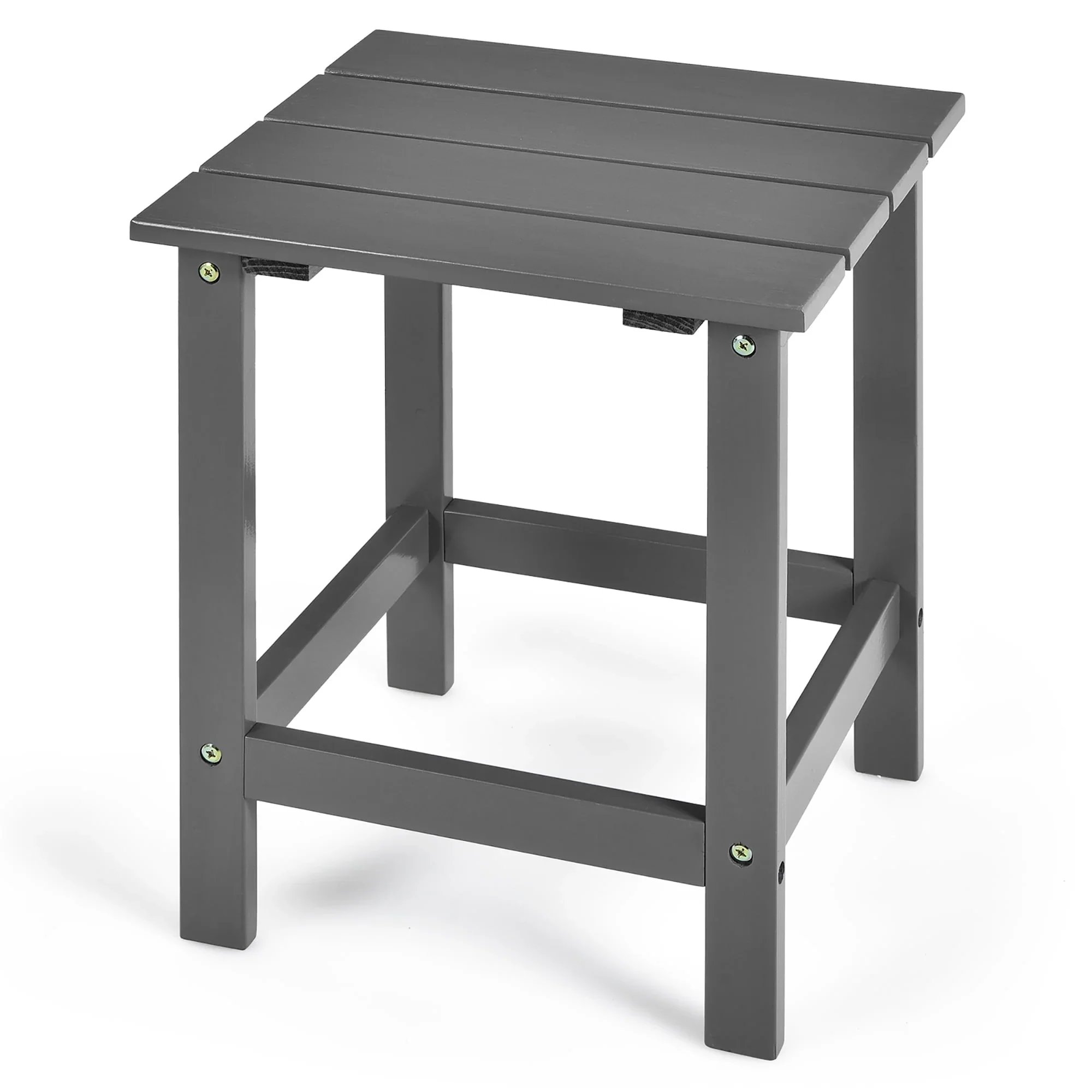 Costway Patio 15 End Side Coffee Table Square Wooden Slat Garden Deck Gray