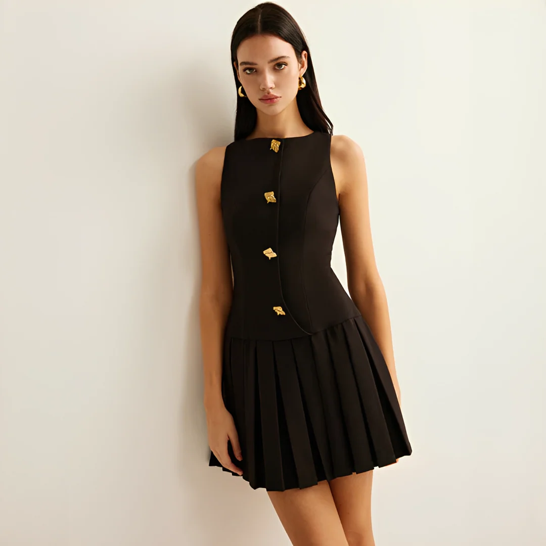 Valery - Robe Mini Plissée Élégante
