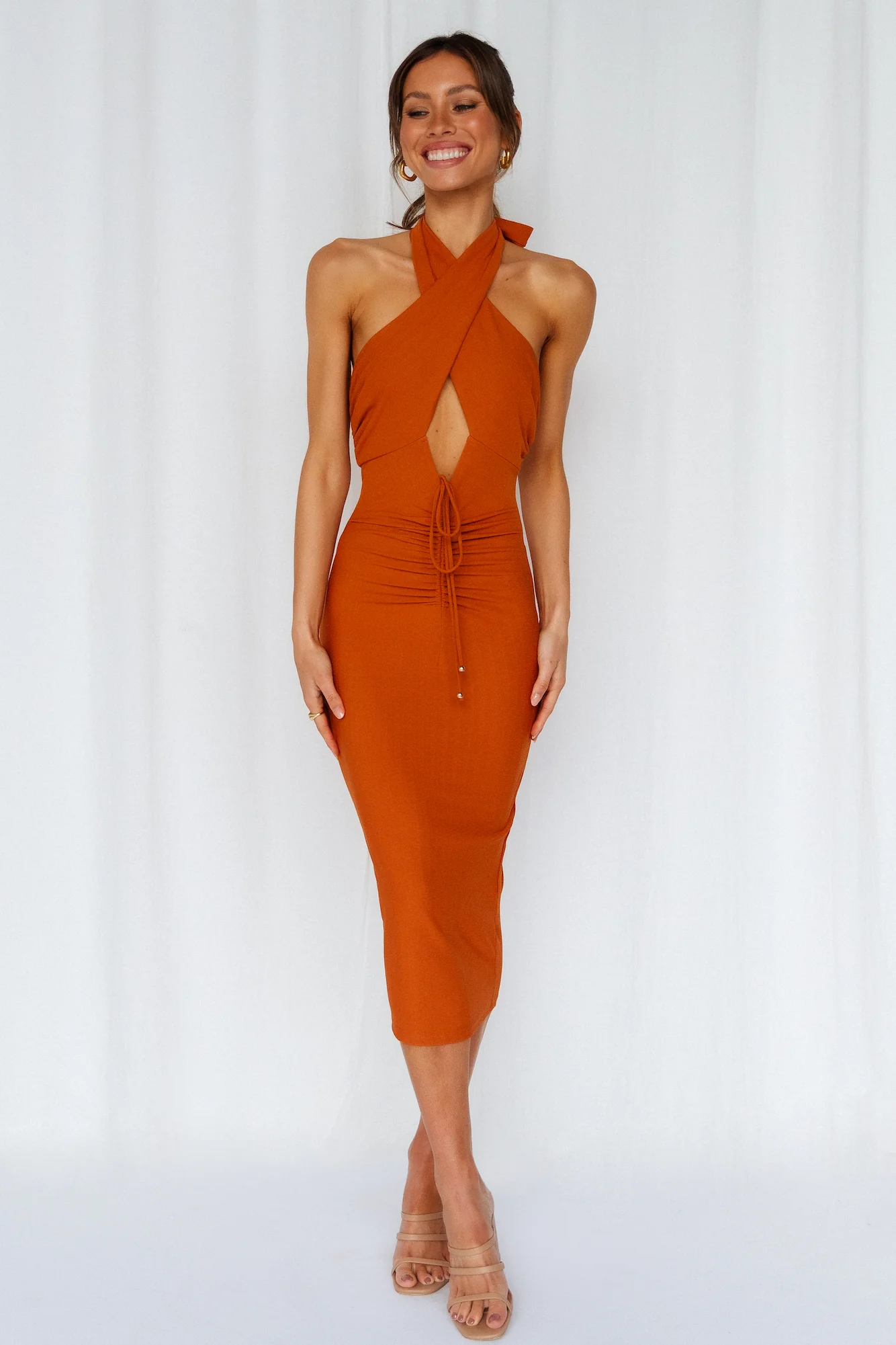 TV On The Weekend Midi Dress Rust