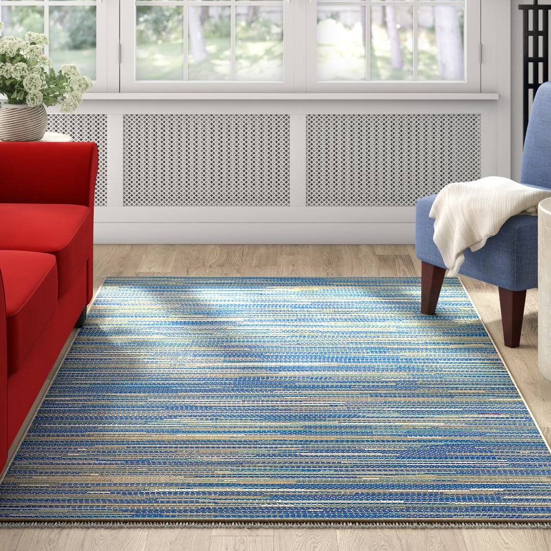 Jasmine Estates Striped Sand/Turquoise/Azure Indoor/Outdoor Area Rug Beachcrest Home Rug Size: Rectangle 3'9