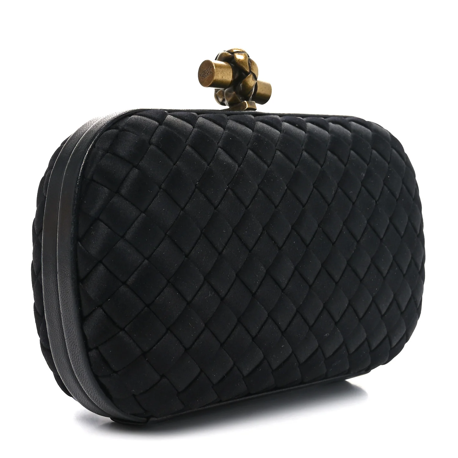 Satin Intreccio Impero Knot Clutch Black