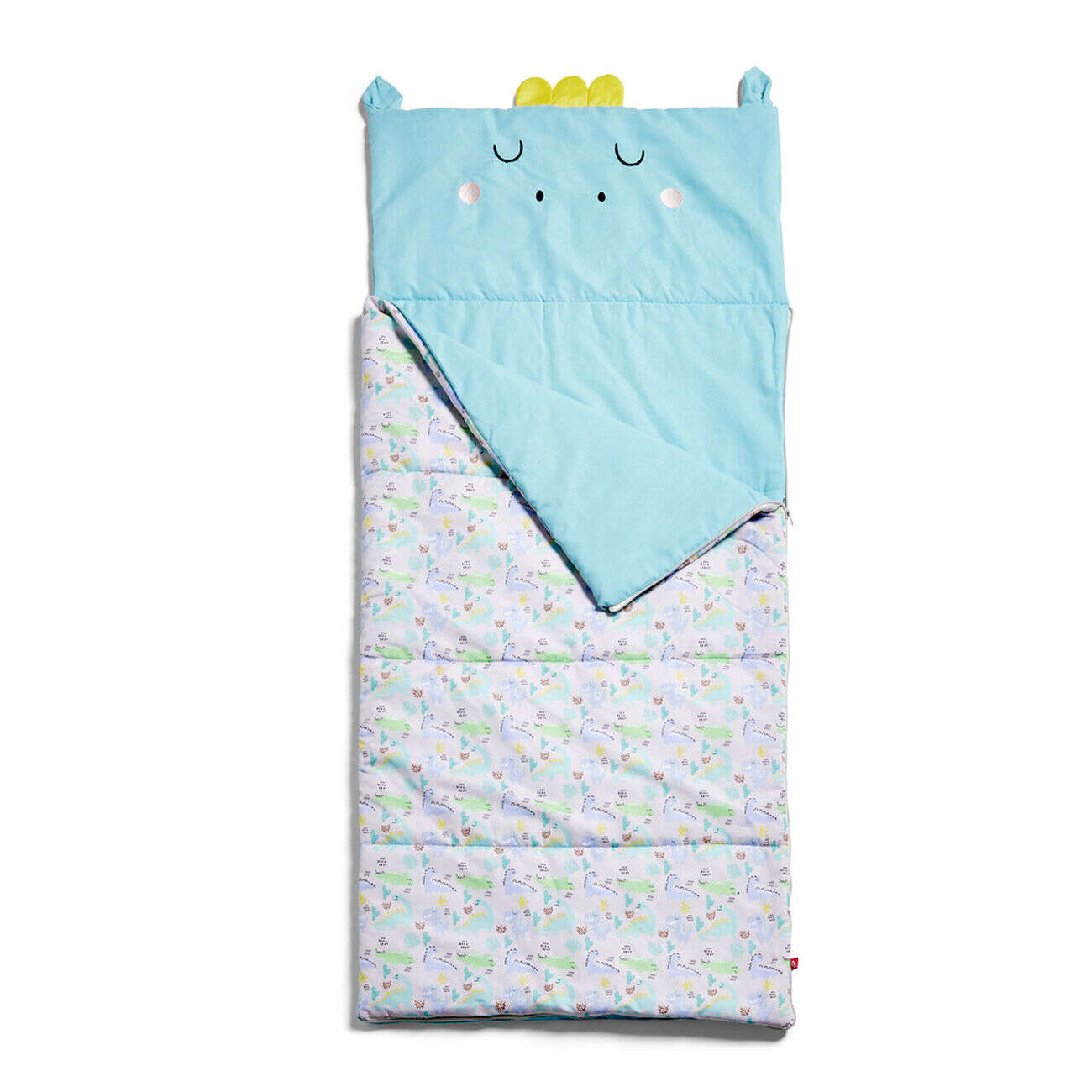 Sac de couchage enfant motif dinosaure vert 70x160cm