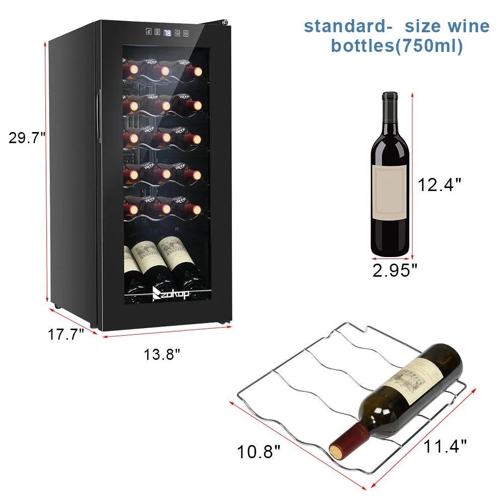 18 Bottle Compressor Wine Cooler Freestanding Wine Fridge, Fast Cooling, Low Noise(1.8cu.ft/18bottle) - Image 4