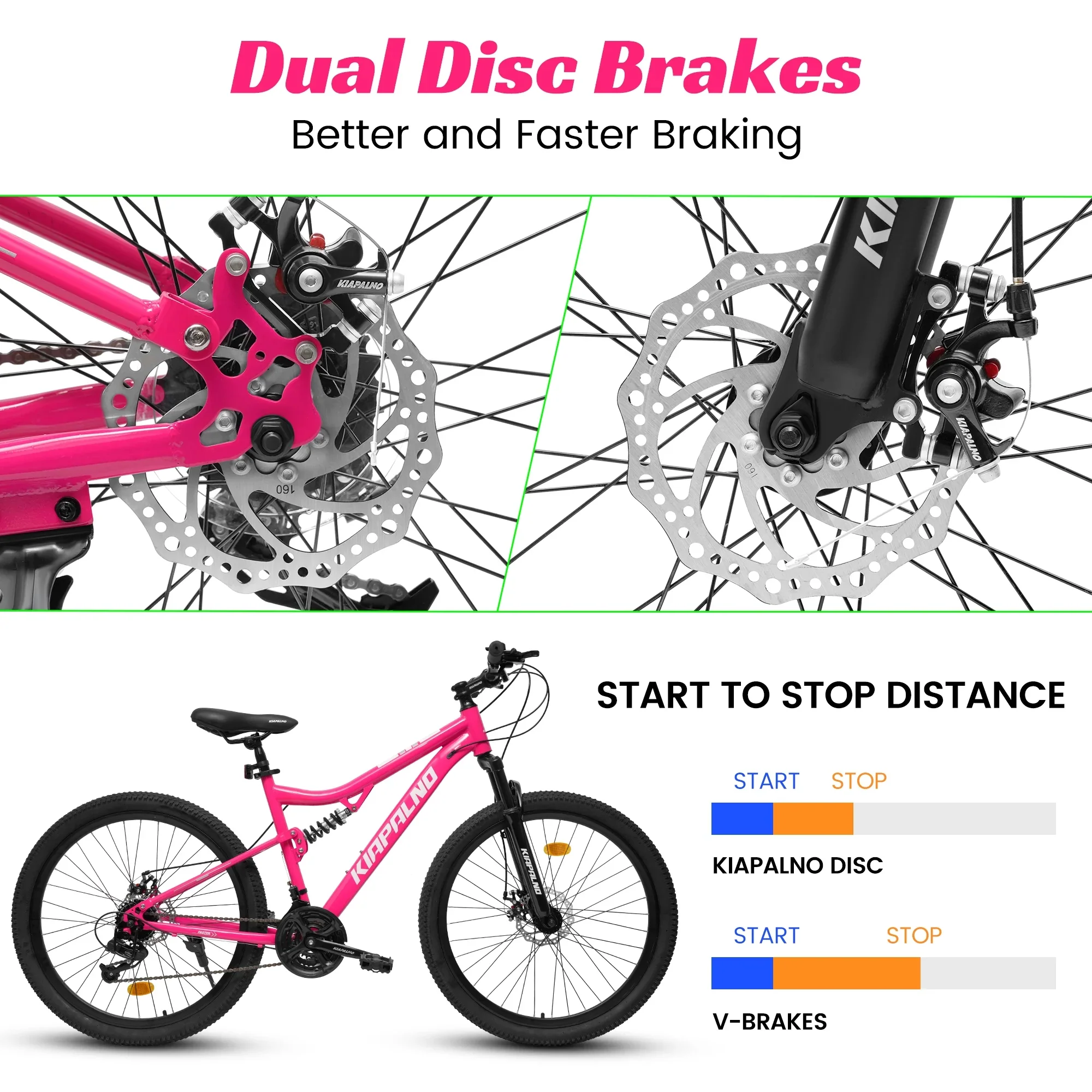 26 Inch Mountain Bike Dual Full Suspension, Shimano 21-Speed Mountain Bicycle with Dual Disc Brakes and Carbon Steel Frame, Trail Beach Snow Commuter City Bike for Adult Men Women, Black