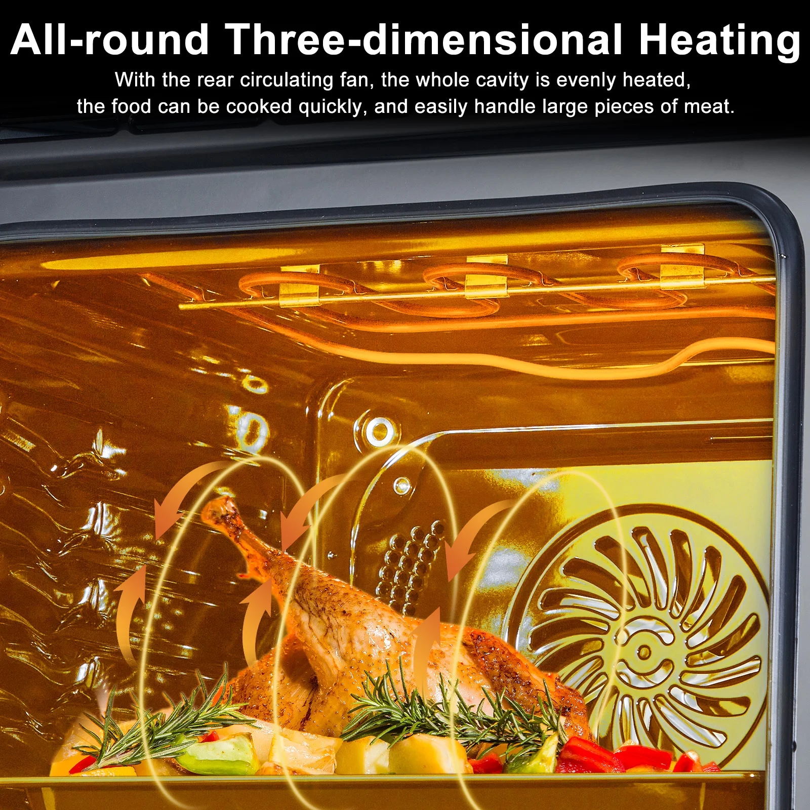 24" Single Wall Oven with 108 Smart Menu 8 Baking Modes,3000W 2.5 CF Convection Oven with Steam Air Fry Function,Stainless Steel,Touch Control Colorful LED Screen(With Colour LED Screen) - Image 6