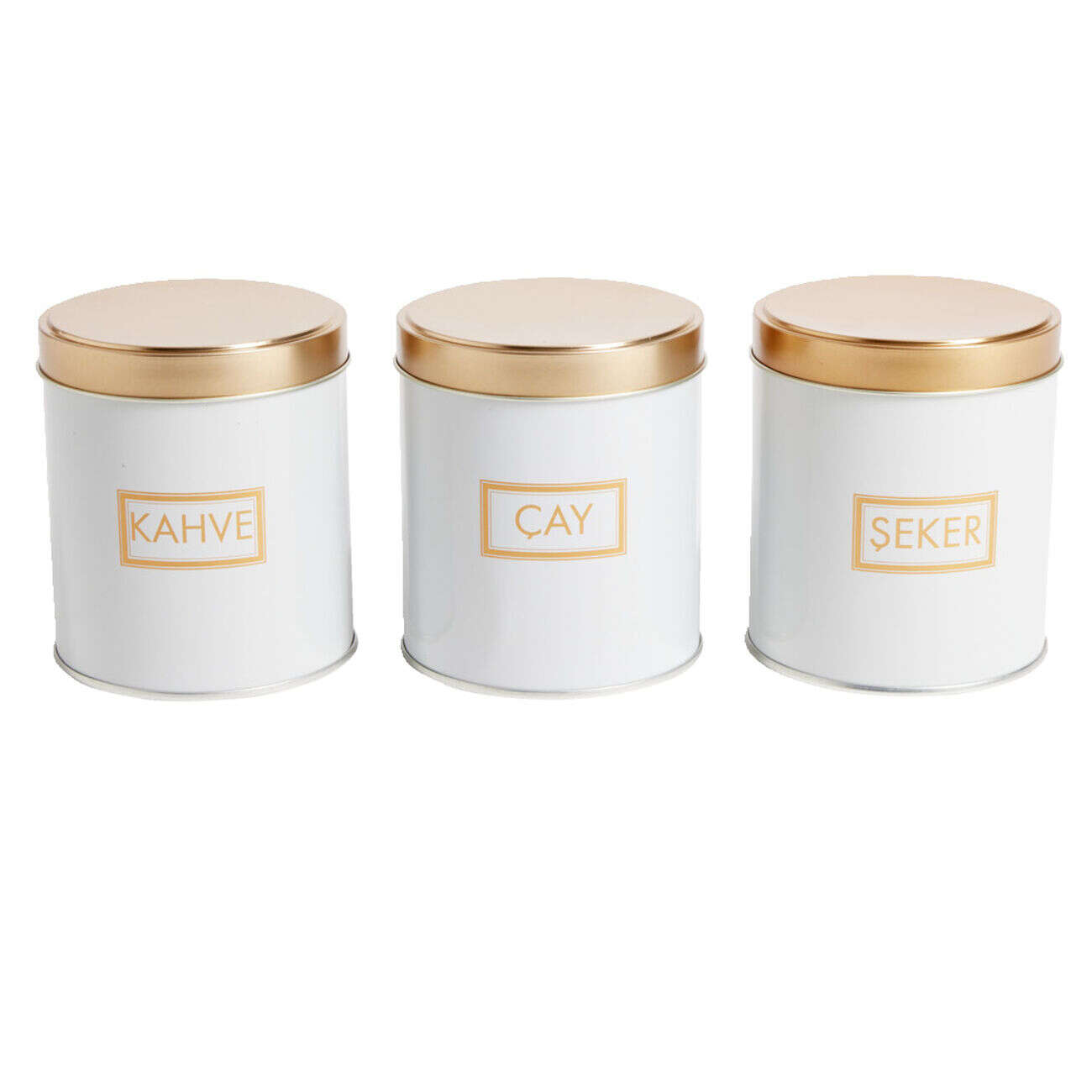 Lot de 3 pots à épices acier blanc et doré Ø9,9xH11,4cm