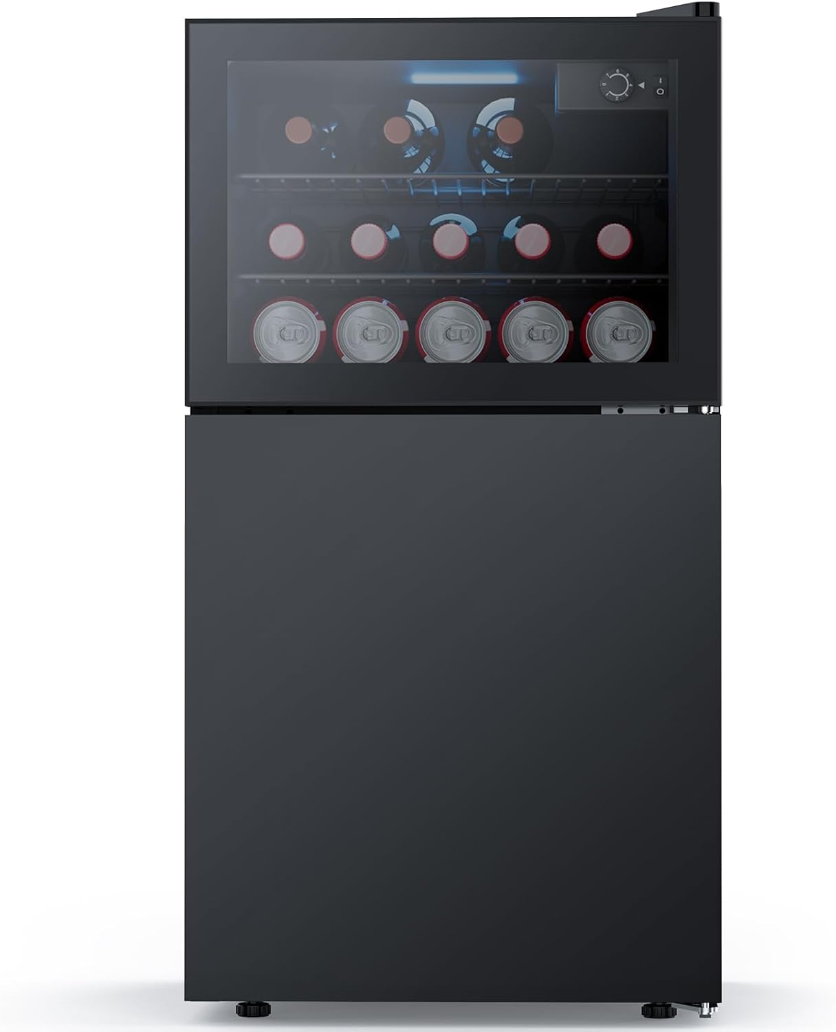 Beverage Refrigerator with Freezer, 2.6 Cu.Ft Compact Refrigerator, Reversible Door, Adjustable Thermostat, Mini Fridge for Bedroom, Office