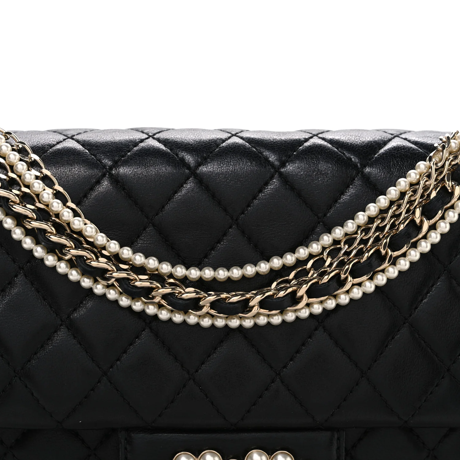 Lambskin Medium Westminster Pearl Flap Black