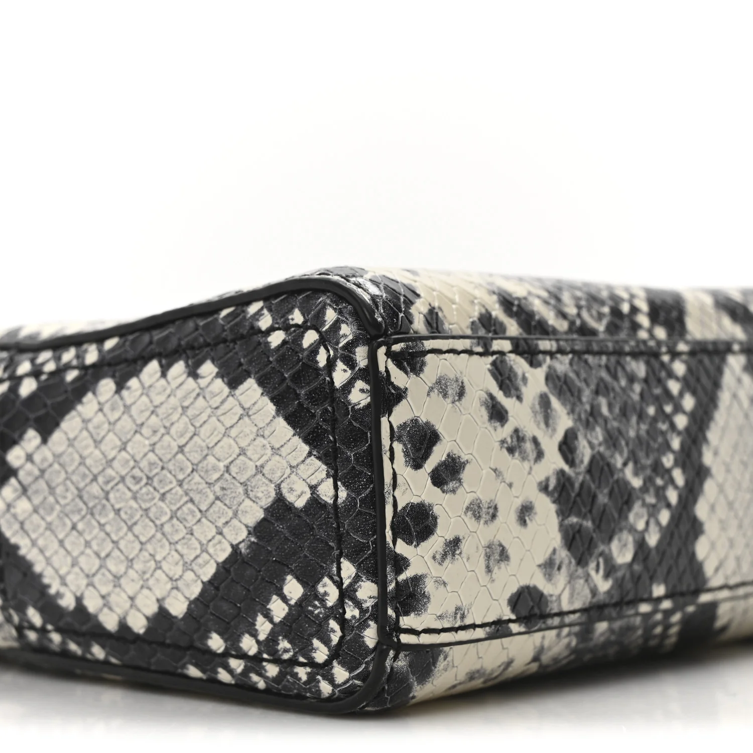 Calfskin Snakeskin Embossed Shutter Camera Crossbody Bag Black White