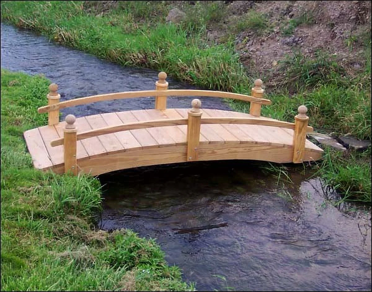 6' Treated Pine Amelia Single Rail Garden Bridge