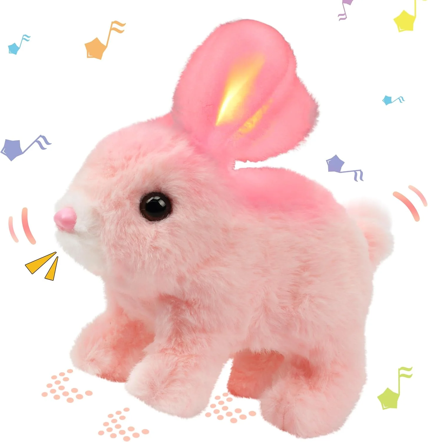 Interactive Hopping Rabbit Electronic Plush Bunny Toy with Sounds and Movements, 7'' Brown