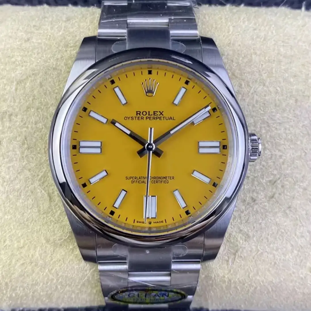 Rolex Oyster Perpetual M124300-0004 41MM Clean Factory Stainless Steel Yellow Dial