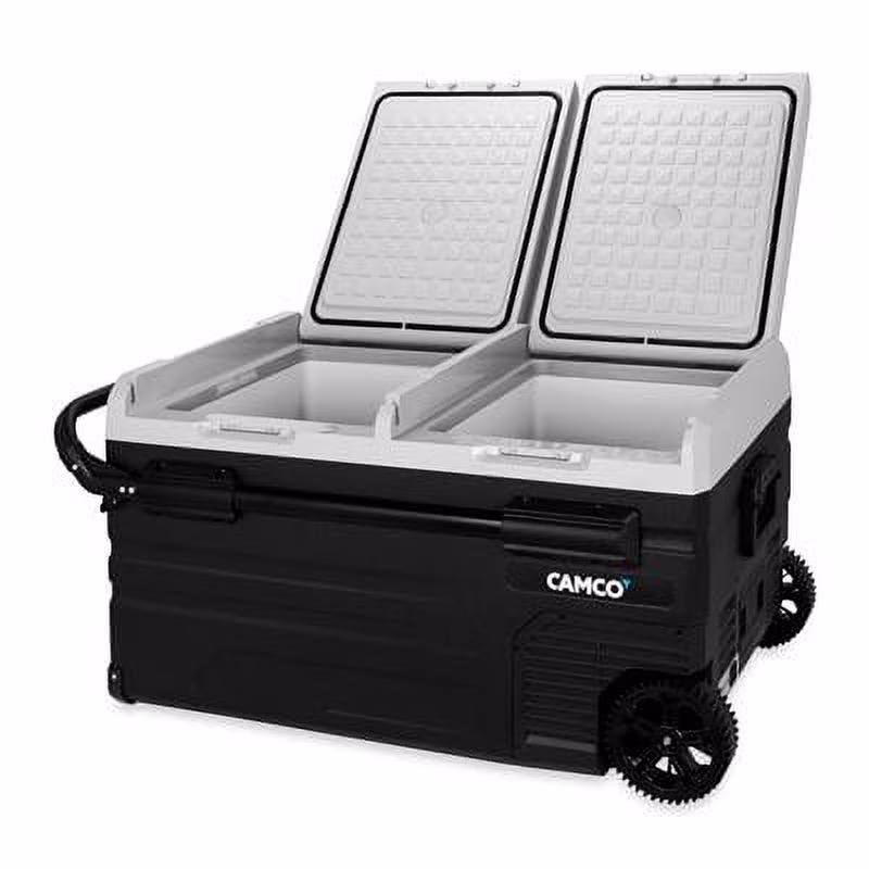 Camco CAM - 750 75 - Liter Portable Compact Fridge/Freezer | Features Bluetooth Capable Remote Access & 2 Compartments W/Dual Zone Cooling | Adjusts from - 4 F to 68 W/2 Cooling Modes ECO & MAX (51520)