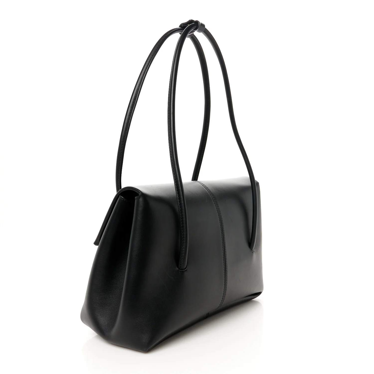 Calfskin Medium Falcon Shoulder Bag Black