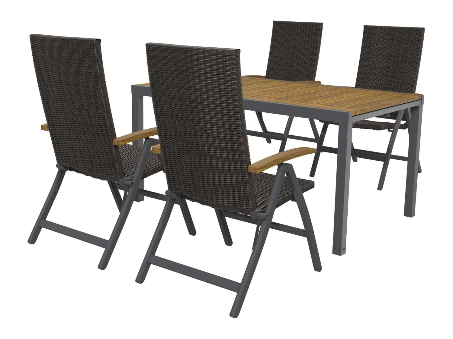 LIVARNO home Ensemble en rsine tresse  Valencia , 5 pices - table extensible & 4 fauteuils pliants