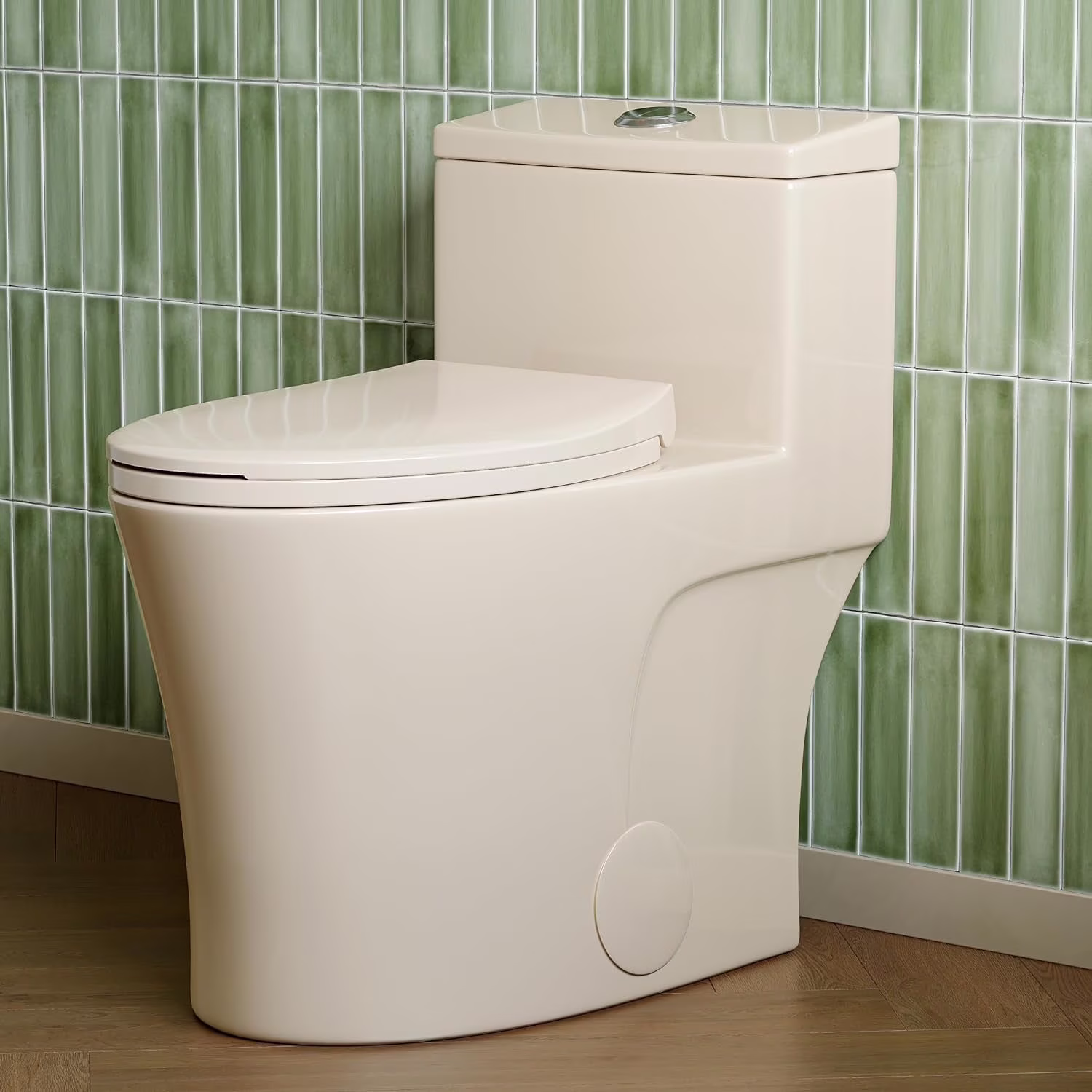 Compact One Piece Toilet with Comfort Seat ADA Height 17.3" Elongated Dual Flush 0.8/1.28 GPF(12 Rough-In/White with Chrome Button) - Image 3