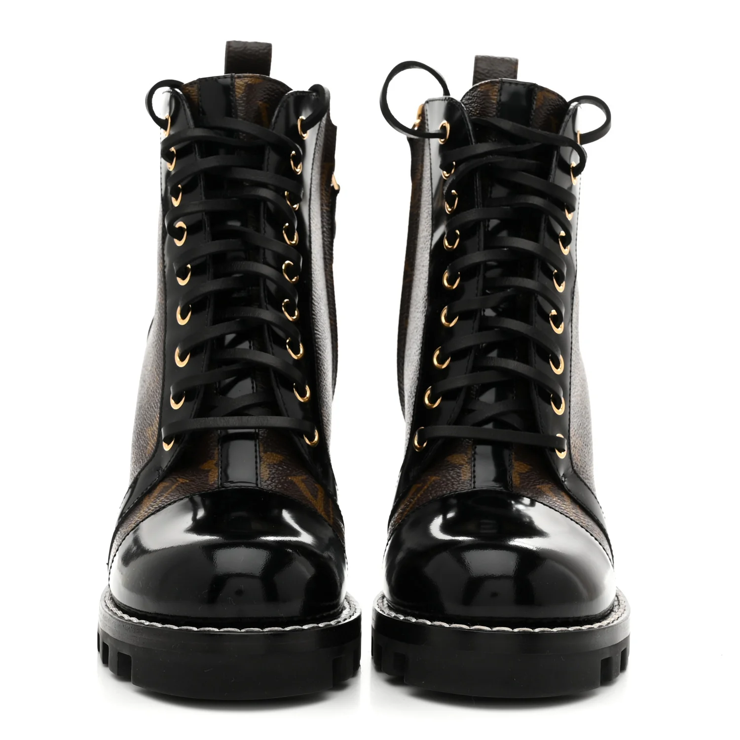 Patent Calfskin Monogram Star Trail Ankle Boots 38 Black