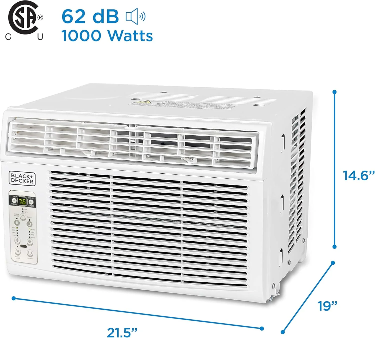 Climatiseur de fenêtre BLACK+DECKER 5000 BTU, refroidit jusqu'à 150 pieds carrés, unité de climatisation avec commandes mécaniques, modes ventilation seule et refroidissement manuels, BD05MWT6, blanc