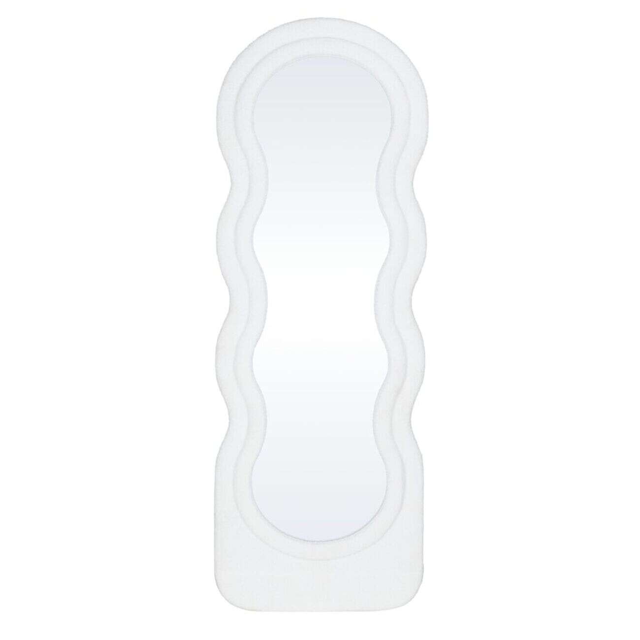 Miroir mural ondulé contour laine bouclée 60xH170cm