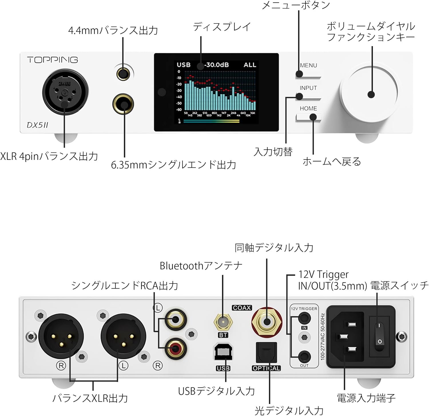 TOPPING DX5 II Hi-Res DAC & Headphone Amp Combo – Dual ES9039Q2M  X-Hybrid Amp  10-Band PEQ  LDAC Bluetooth 5.1  4.4mm Balanced & 6.35mm Headphone Output  Preamp Mode  12V Trigger (Silver)