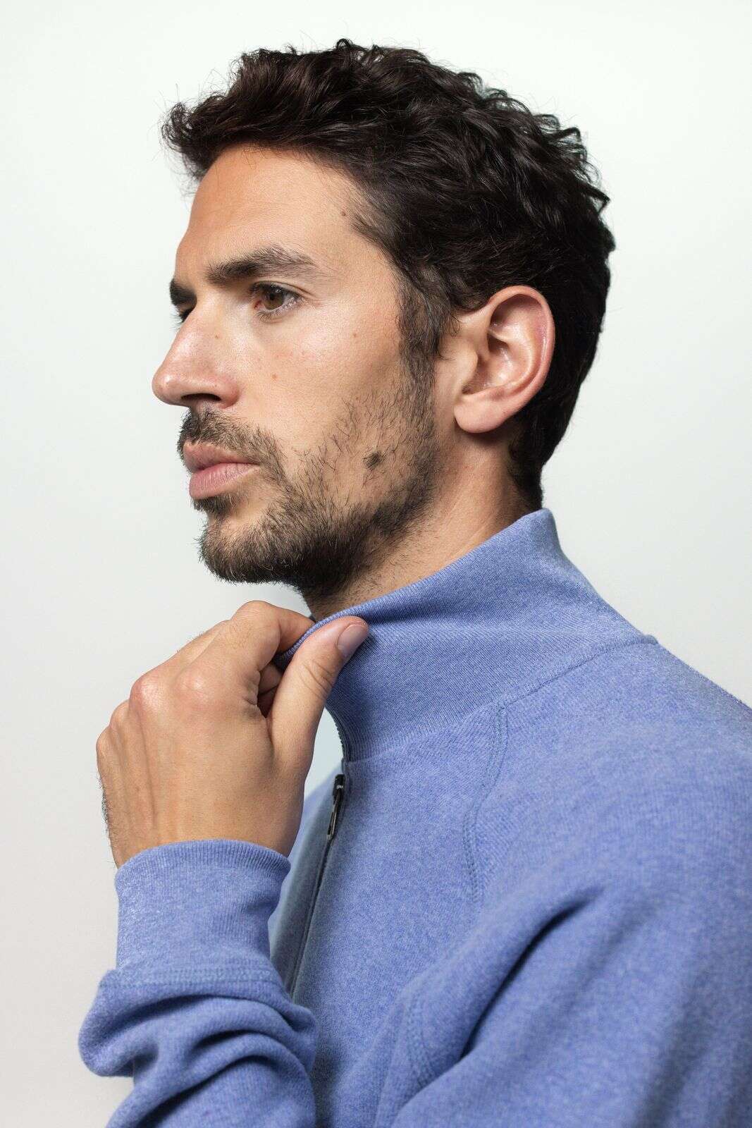 Blauwe sweater met rits