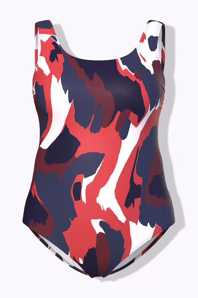 Abstract Print One Piece Cupless Swimsuit