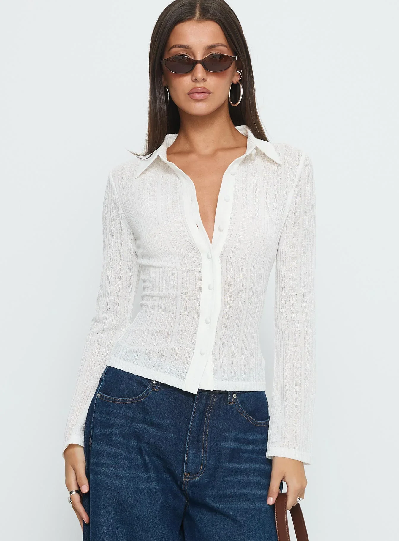 When You Sleep Long Sleeve Top White