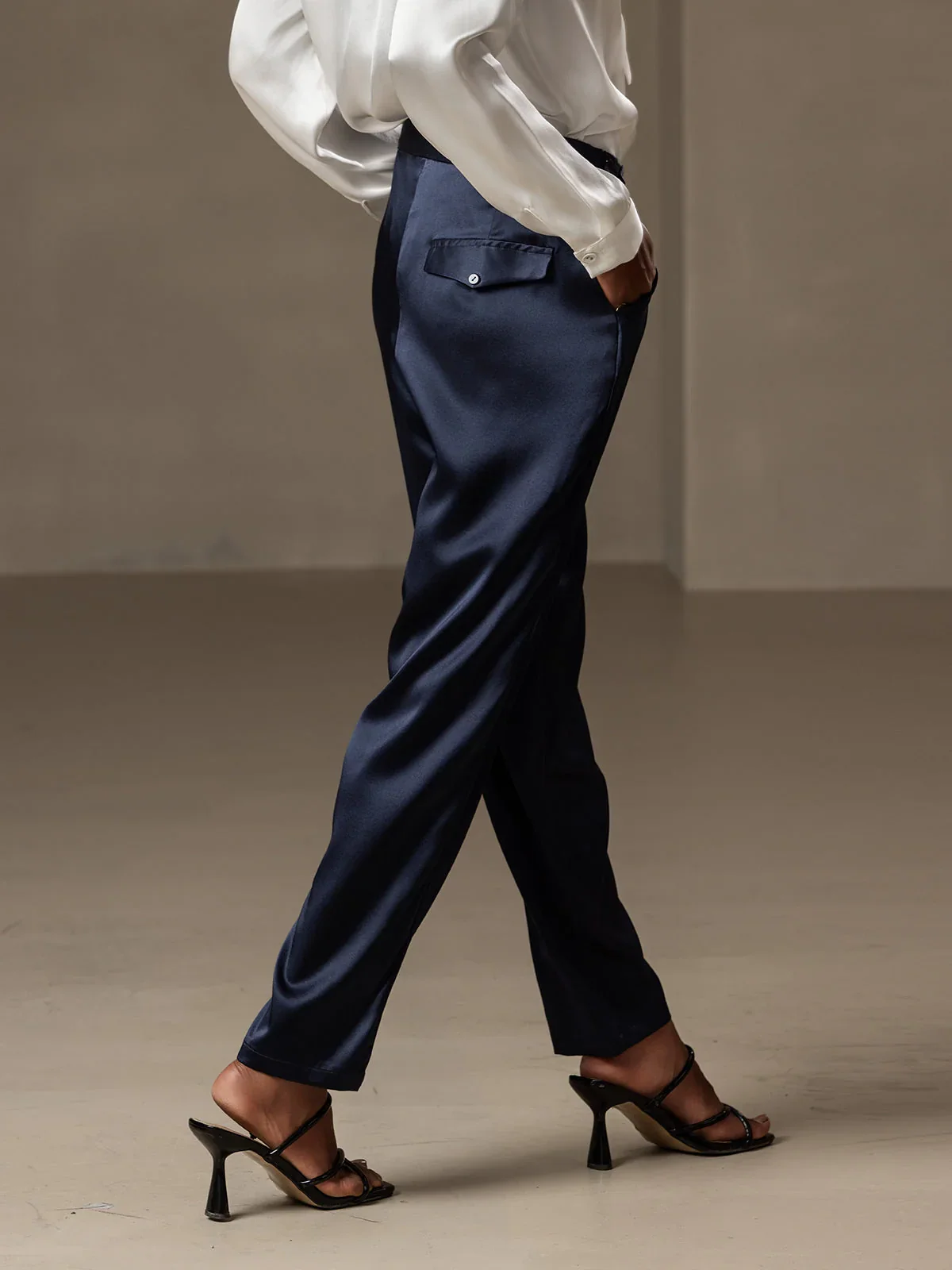 Women's 19Momme Silk High Waist Tapered Pants