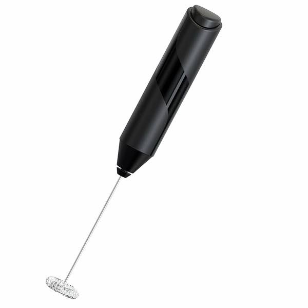 Gwen Studios 8.8 inch Black Stainless Steel Handheld Milk Frother Whisk, Battery-Operated