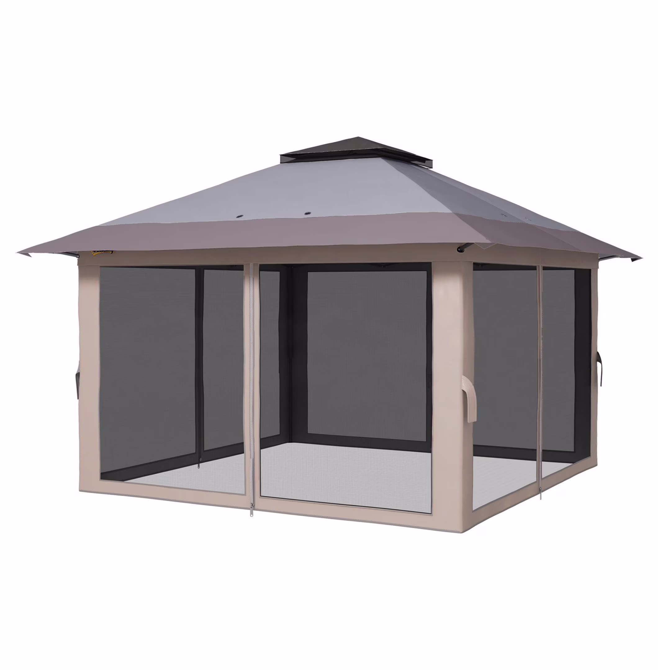 Pop Up Gazebo 13x13 Instant Canopy Shelter - 2-Tier Roof, Carry Bag, Gray - Garden Leisure, Camping, Party Tent with UV50+ Protection