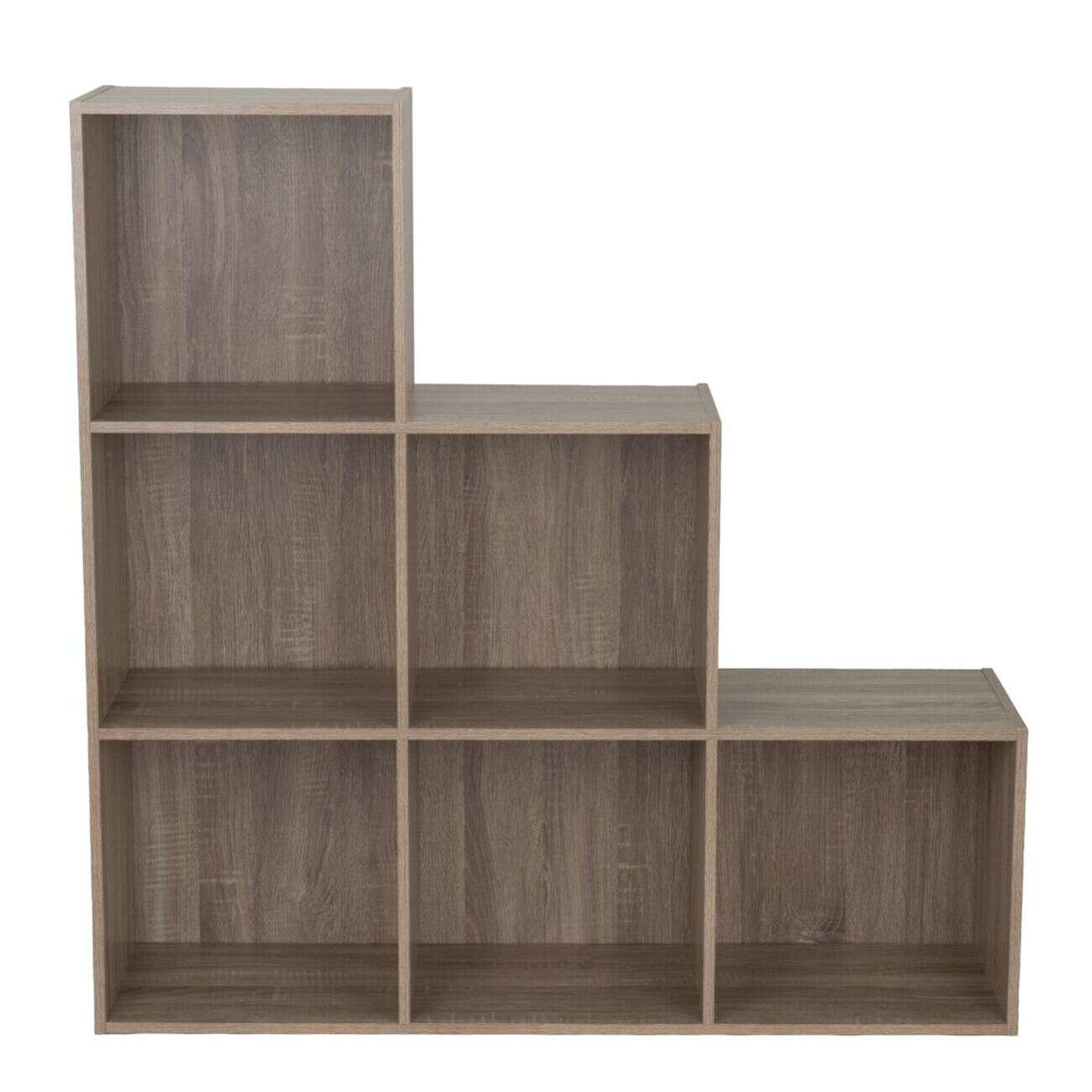 Structure pour Box Cube 6 cases escalier bois brun 103x30xH103cm