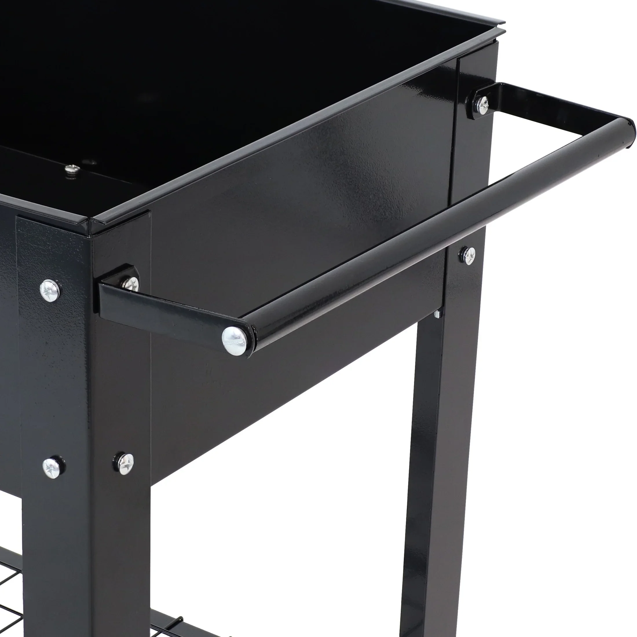 Sunnydaze 43.5 x 20.75 x 31.75 Blue Galvanized Steel Raised Garden Bed Cart with Wheels