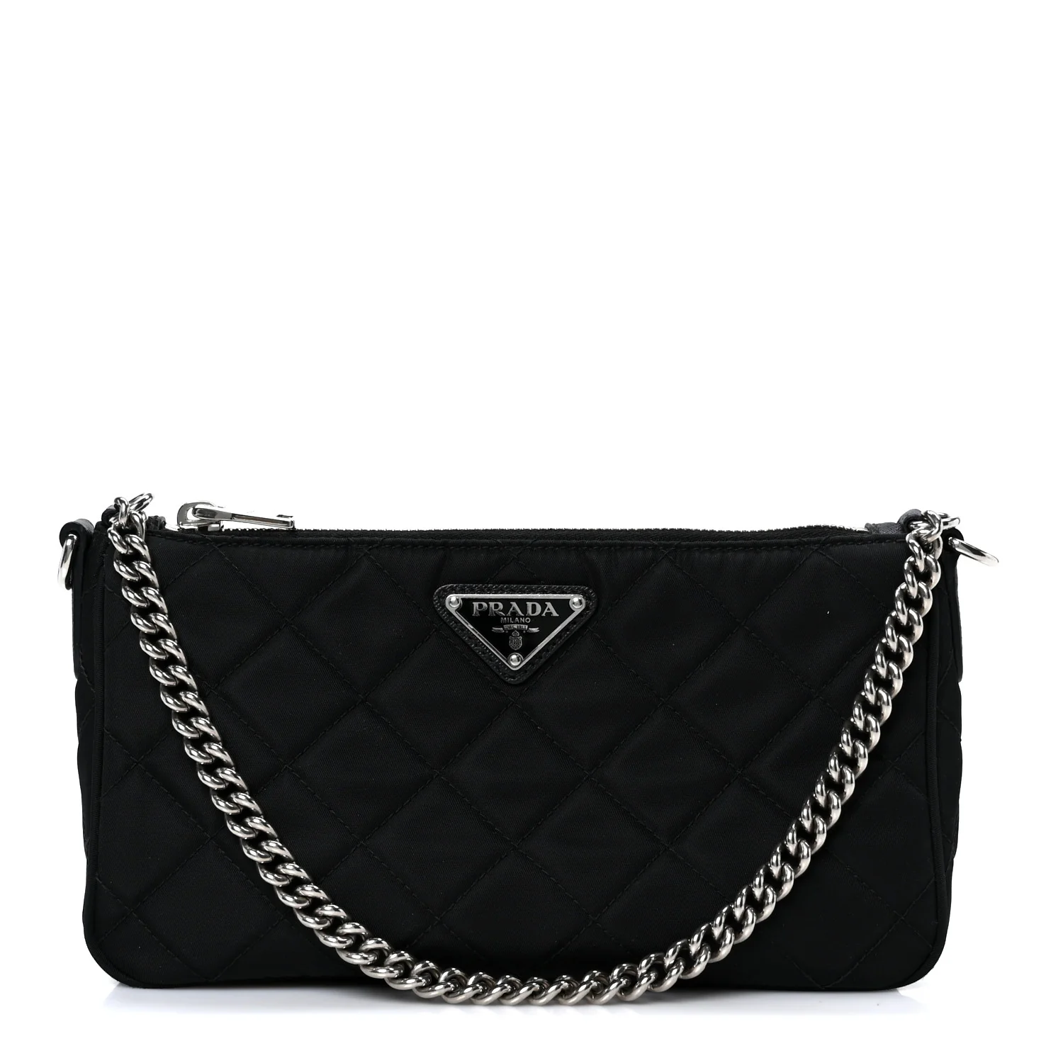Nylon Tessuto Impuntu Quilted Crossbody Bag Black