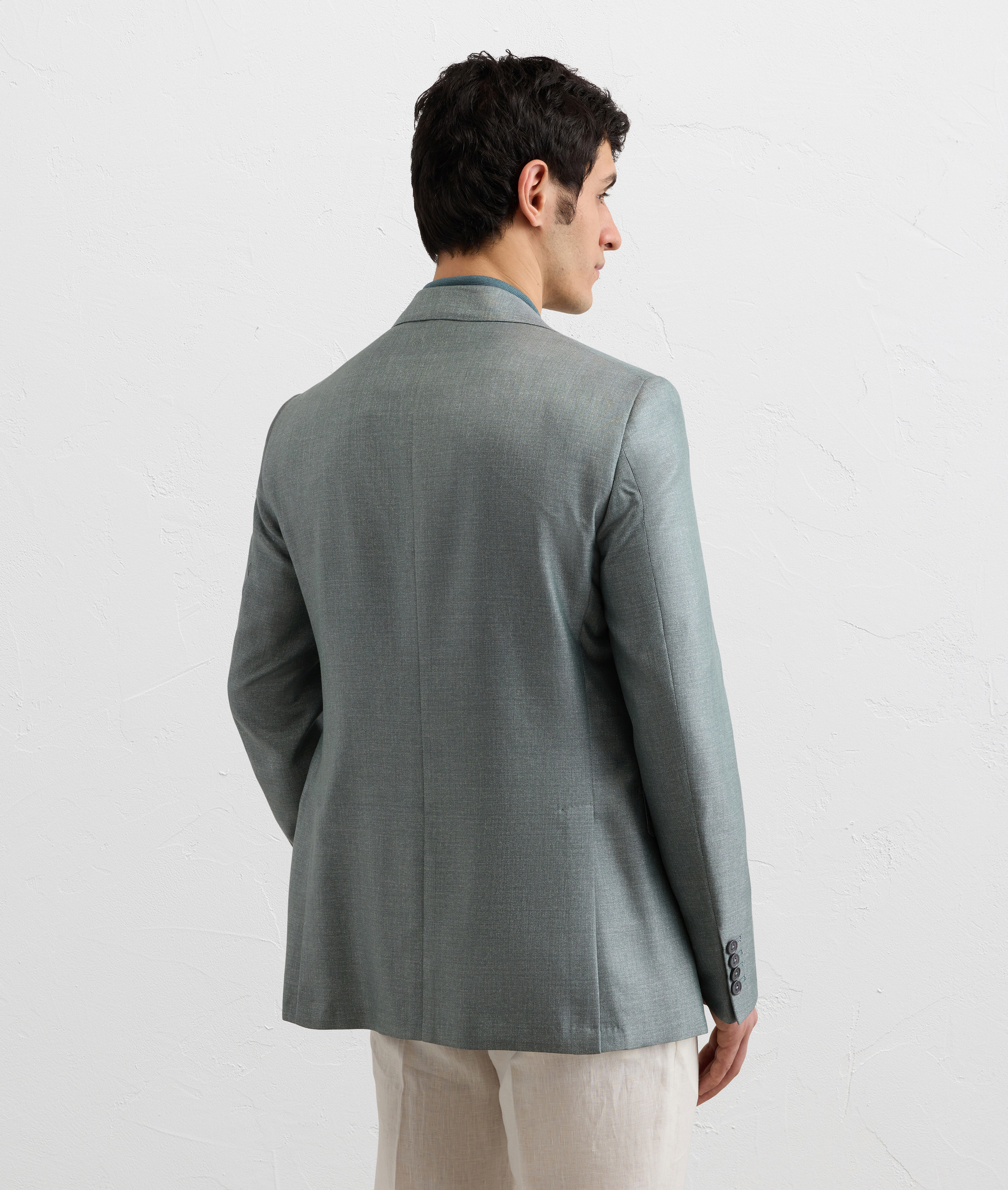 VICENZA LINE HALF-LINED JACKET IN PURE GREEN SILK