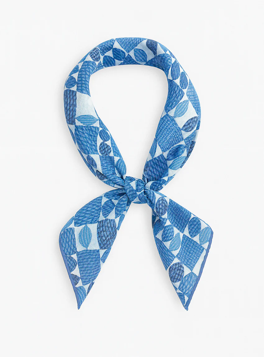 Foulard carré femme graphique bleu