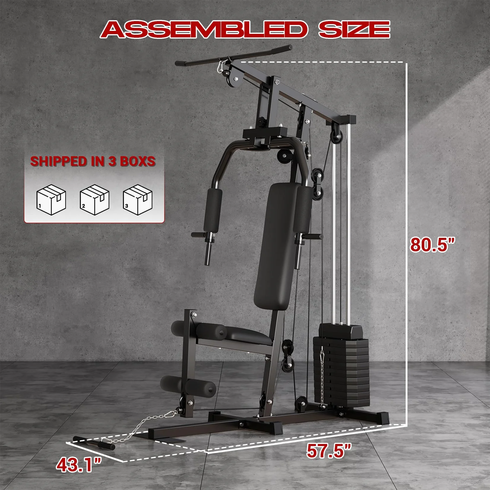 Gym Machine System, Multifunctional Weight Machine, Full Body Workout Station Exercise Equipment with 100LBS Weight Stack, All in One Home Gym with Pulley System for Strength Training - Image 5