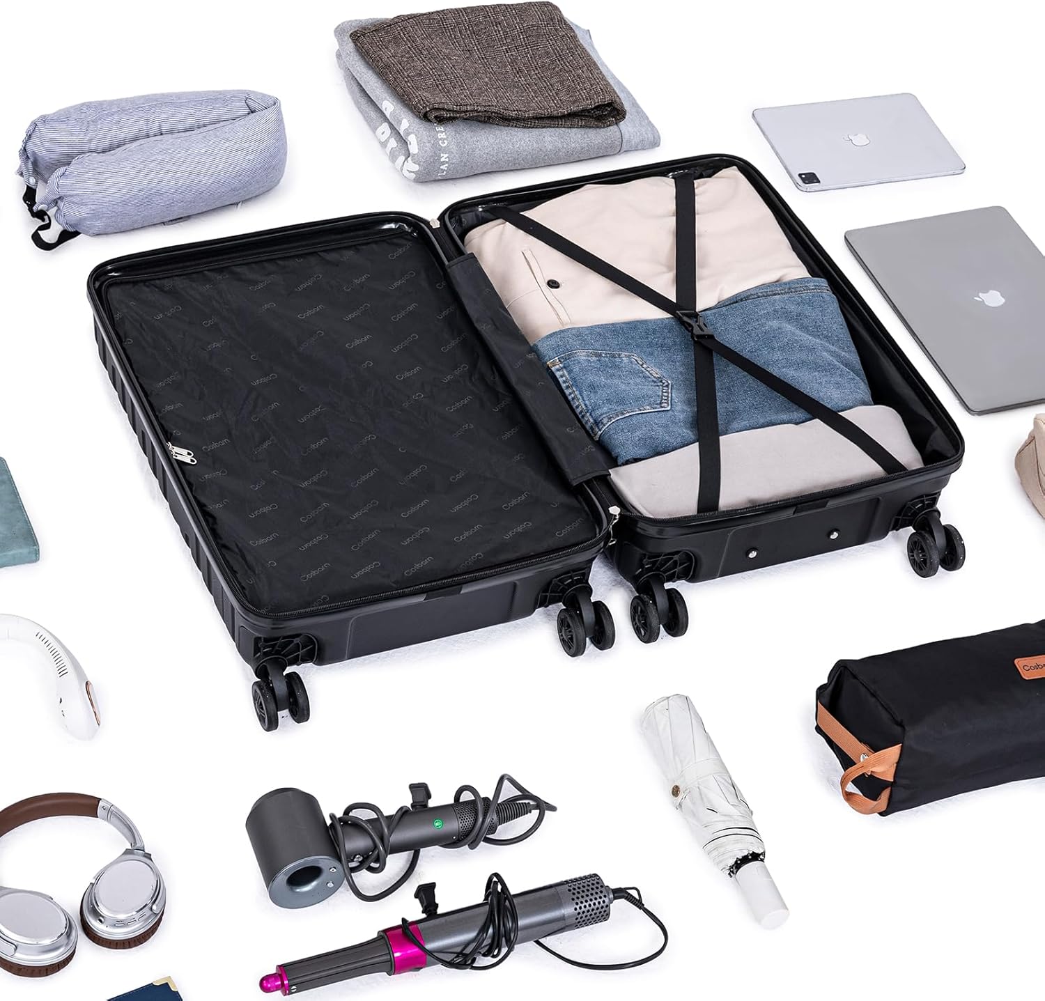 Ensemble de 5 valises à roulettes, valise rigide en ABS avec roulettes multidirectionnelles